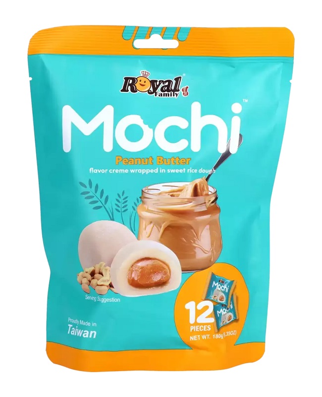 Dolce giapponese Mochi al burro di arachidi - Royal Family 180g.  Dolce giapponese Mochi al burro di arachidi - Royal Family 180g.